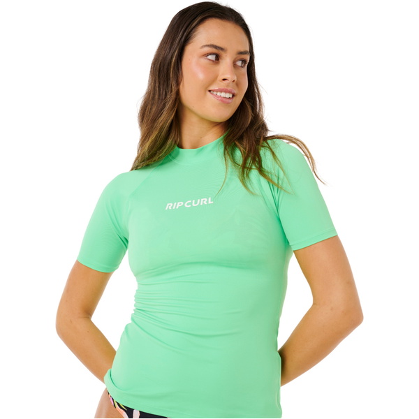 2026 Rip Curl Frauen Molokai Short Sleeve Solid UPF Lycra Vest 19QWRV - Green